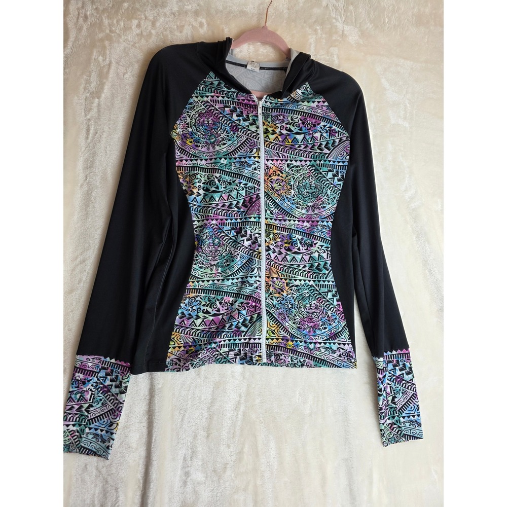 LOCO‎ BOUTIQUE Women's Size L Zip Up Hoodie Rash Guard Sun Protection